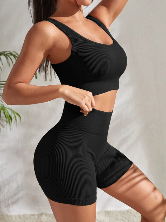 Womens 2-Piece Ribbed Yoga Set